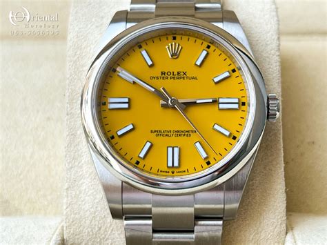 rolex yellow dial oyster perpetual|rolex oyster perpetual 41 yellow.